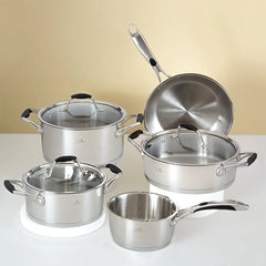 Jumbo New Stella Edelstahl Induktions-Kochgeschirr-Set Silber, 8-teilig