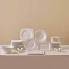 Karaca Fine Pearl Helen 58-teiliges Tafelservice für 12 Personen, eckig