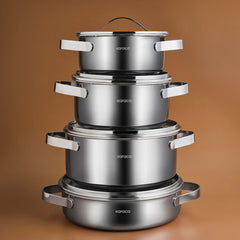 Karaca 3 Ply Culinara Kochgeschirr-Set aus Edelstahl, 8-teilig