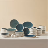 Karaca Earth Collection New Galactic Oscar Reactive Glaze 55-teiliges Tafelset für 12 Personen, Multi