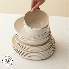 Karaca Earth Collection Rise Tafelservice Cream für 12 Personen, 55-teilig