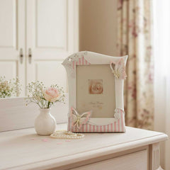 Eleganter Bilderrahmen (8"x10" / 34x27 cm) mit Schmetterlings-Detail – Rose-Cream