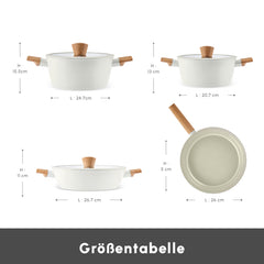 Karaca Swiss Crystal Almond Cream – 7-teiliges induktionsfähiges Kochtopf-Set