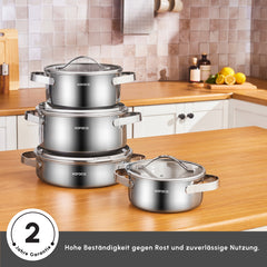 Karaca 3 Ply Culinara Kochgeschirr-Set aus Edelstahl, 8-teilig