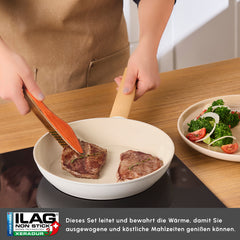 Karaca Swiss Crystal Almond Cream – 7-teiliges induktionsfähiges Kochtopf-Set