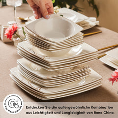 Karaca Square Bone China Autumn Tafelservice für 12 Personen, 53-teilig