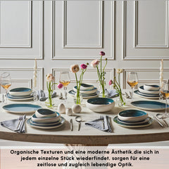 Karaca Earth Collection New Galactic Oscar Reactive Glaze 55-teiliges Tafelset für 12 Personen, Multi