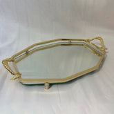 Vergoldete grosses klassisches Achteckiges Tablett, 37x23cm