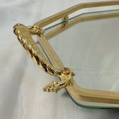 Vergoldete grosses klassisches Achteckiges Tablett, 37x23cm