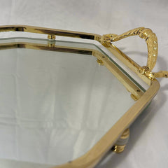 Vergoldete grosses klassisches Achteckiges Tablett, 37x23cm