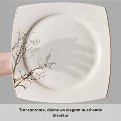 Karaca Square Bone China Autumn Tafelservice für 12 Personen, 53-teilig