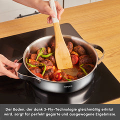 Karaca 3 Ply Culinara Kochgeschirr-Set aus Edelstahl, 8-teilig