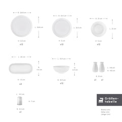 Karaca Streamline Favaro 53-teiliges Geschirrset – Weiss | Für 12 Personen