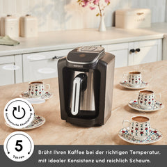 Karaca Hatır Neo Inox Türkische Kaffeemaschine mit Edelstahl-Kanne, 735 Watt