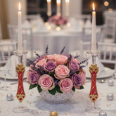 Elegantes Hochzeits-Kerzenhalter-Set (4-teilig) - 28cm Glas/Gips - Classic Red