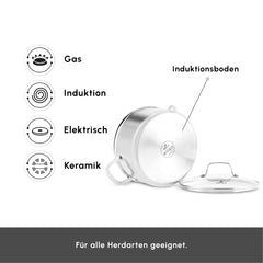 Karaca 3 Ply Culinara Kochgeschirr-Set aus Edelstahl, 8-teilig