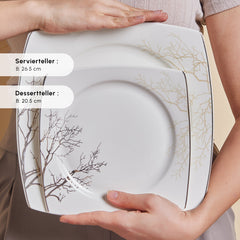 Karaca Square Bone China Autumn Tafelservice für 12 Personen, 53-teilig