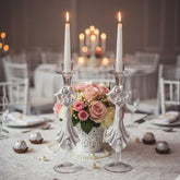 Elegantes Hochzeits-Kerzenhalter-Set (4-teilig) - 28cm Glas/Gips - Classic Mevlana