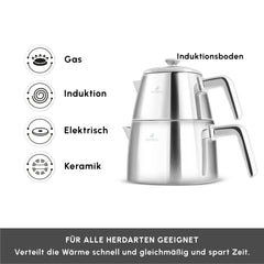 Karaca Brewinox Teekannen-Set aus Edelstahl, 3-teilig