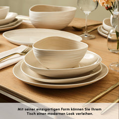 Karaca Earth Collection Rise Tafelservice Cream für 12 Personen, 55-teilig