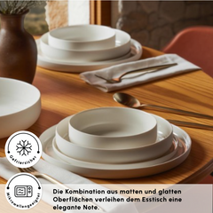 Karaca Earth Collection Matte Glaze Weiss – 55-teiliges Tafelservice für 12 Personen