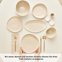 Karaca Earth Collection Rise Tafelservice Cream für 12 Personen, 55-teilig