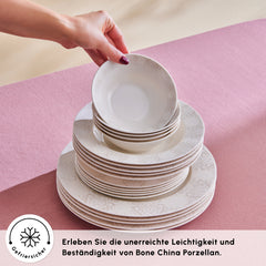 Karaca Forever Bone China New Olio Tafelservice für 12 Personen Weiss, 53-teilig