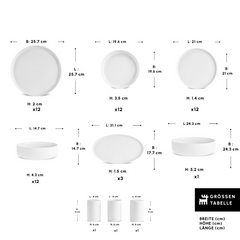 Karaca Earth Collection Matte Glaze Weiss – 55-teiliges Tafelservice für 12 Personen