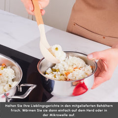 Karaca Induktions Stahl Kochgeschirr Set mit Vorratsbehälter, 13 Teilig