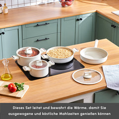 Karaca Swiss Crystal Ceramica Valenti Kochgeschirr-Set Induktionsgeeignet, 7-teilig
