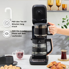 Caysever Robotea Pro 4-in-1 Teemaschine, Wasserkocher & Filterkaffeemaschine, 2500 W, Schwarz-Kupfer