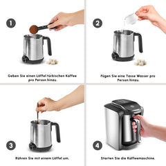 Karaca Hatır Neo Inox Türkische Kaffeemaschine mit Edelstahl-Kanne, 735 Watt