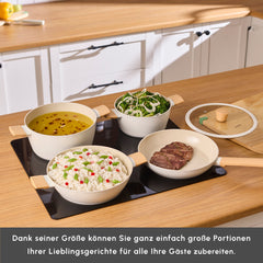 Karaca Swiss Crystal Almond Cream – 7-teiliges induktionsfähiges Kochtopf-Set