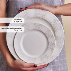 Karaca Forever Bone China New Olio Tafelservice für 12 Personen Weiss, 53-teilig