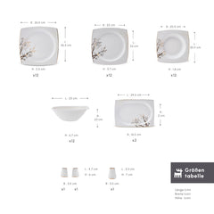 Karaca Square Bone China Autumn Tafelservice für 12 Personen, 53-teilig