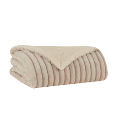 Karaca Stripe Sherpa TV-Decke Grau, 130 × 150 cm