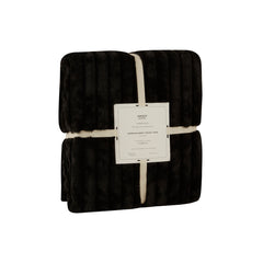 Karaca Stripe Sherpa Einzelbettdecke Schwarz, 150 × 200 cm