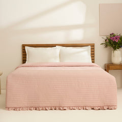 Karaca Freya Tagesdecke für Doppelbett Puderrosa, 230 × 240 cm