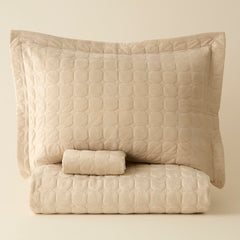 Karaca Alice Tagesdecken-Set für Doppelbett Beige, 3-teilig, 230 × 240 cm