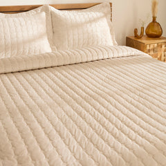 Karaca Alice Tagesdecken-Set für Doppelbett Beige, 3-teilig, 230 × 240 cm
