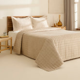 Karaca Alice Tagesdecken-Set für Doppelbett Beige, 3-teilig, 230 × 240 cm
