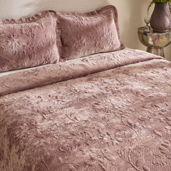 Karaca Audrey Tagesdecken-Set für Doppelbett Altrosa, 3-teilig, 230 × 240 cm