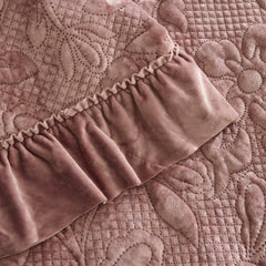 Karaca Audrey Tagesdecken-Set für Doppelbett Altrosa, 3-teilig, 230 × 240 cm