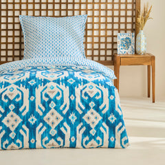 Karaca Neos Renforcé Bettwäsche-Set für Einzelbett Blau aus 100 % Baumwolle