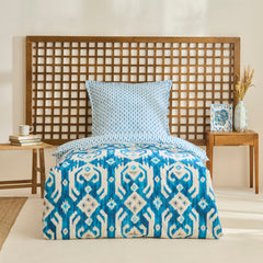 Karaca Neos Renforcé Bettwäsche-Set für Einzelbett Blau aus 100 % Baumwolle