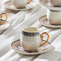 Karaca Coffee Service Willow (Sögüt) 6 Persons Coffee Cup Set 90 ml