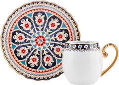 Karaca Kaffeeservice Willow (Sögüt) 6 Personen Kaffeetassen-Set 90 ml