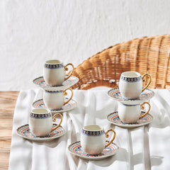 Karaca Coffee Service Willow (Sögüt) 6 Persons Coffee Cup Set 90 ml