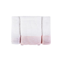 Sarah Anderson Bony Embroidered 3 Piece Towel Set Powder-with Box