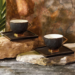Ensemble de tasses à café pour 2 personnes Karaca Art Déco Noir Noir
